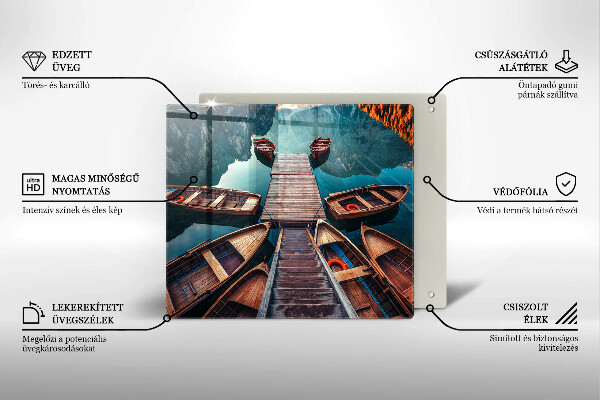 Tagliere in vetro temperato Barche sul lago