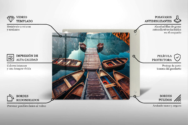 Tagliere in vetro temperato Barche sul lago