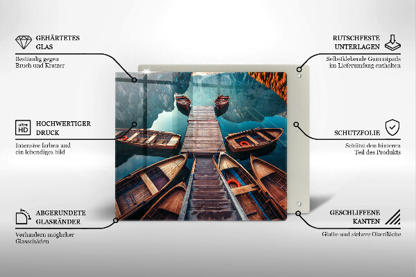 Tagliere in vetro temperato Barche sul lago