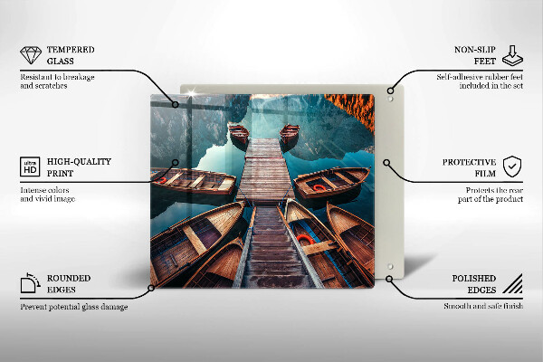 Tagliere in vetro temperato Barche sul lago