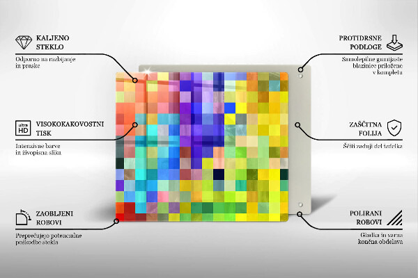 Tagliere in vetro temperato Quadrati di pixel colorati