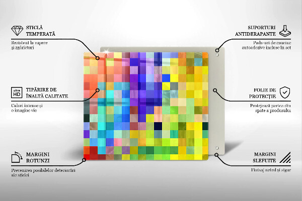 Tagliere in vetro temperato Quadrati di pixel colorati