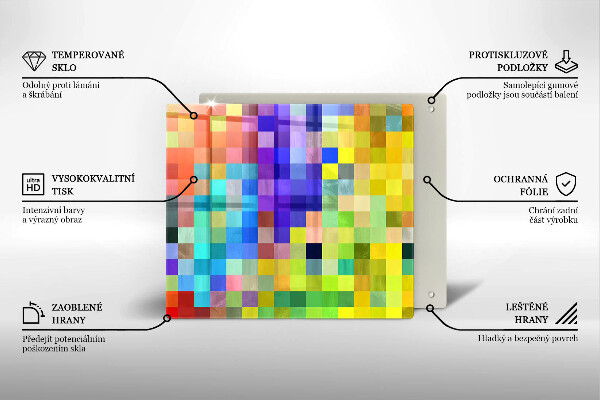 Tagliere in vetro temperato Quadrati di pixel colorati