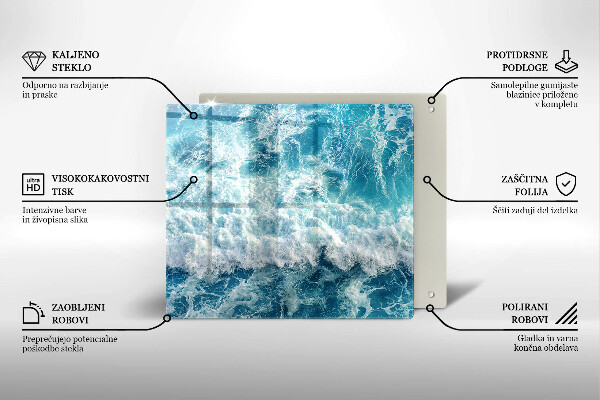 Tagliere in vetro temperato Onde dell'acqua di mare