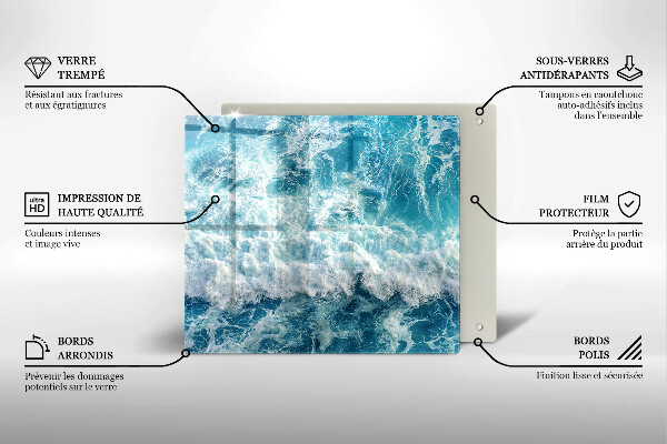 Tagliere in vetro temperato Onde dell'acqua di mare