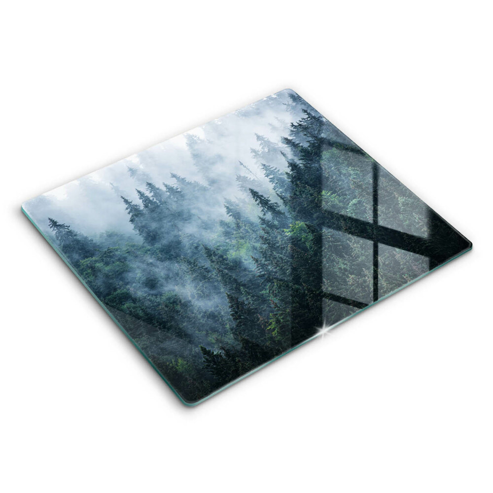 Tagliere in vetro temperato Alberi forestali e nebbia