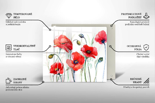 Tagliere in vetro temperato Fiori di papaveri rossi