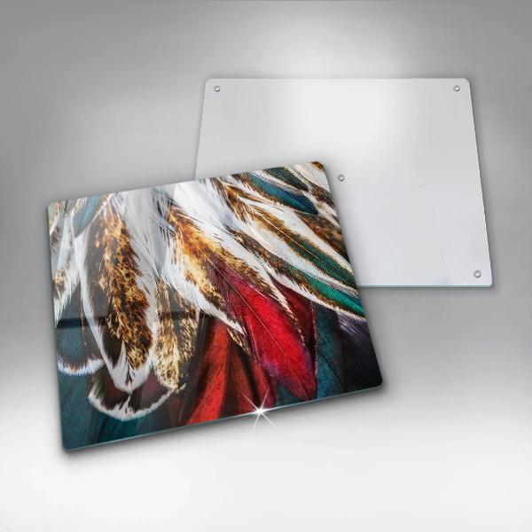 Tagliere in vetro temperato Piume di uccelli boho