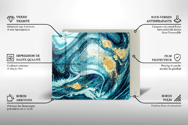 Tagliere in vetro Astrazione dell'oro blu