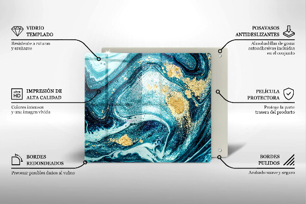 Tagliere in vetro Astrazione dell'oro blu