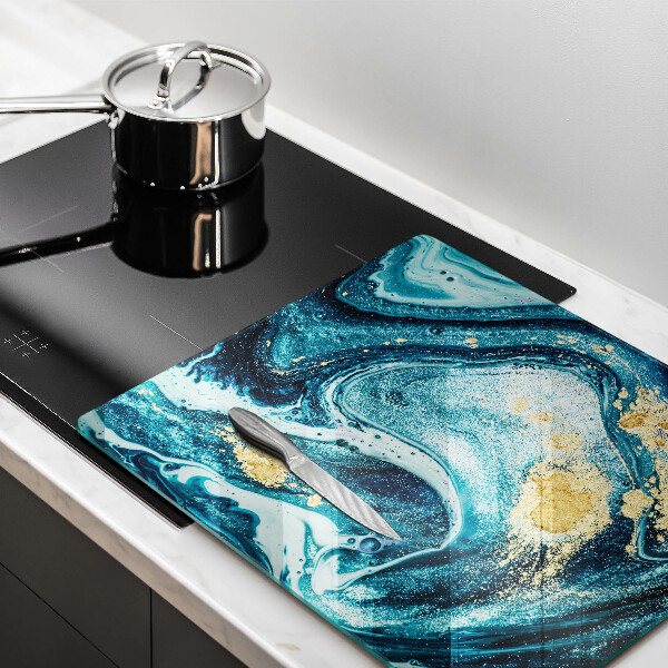 Tagliere in vetro Astrazione dell'oro blu