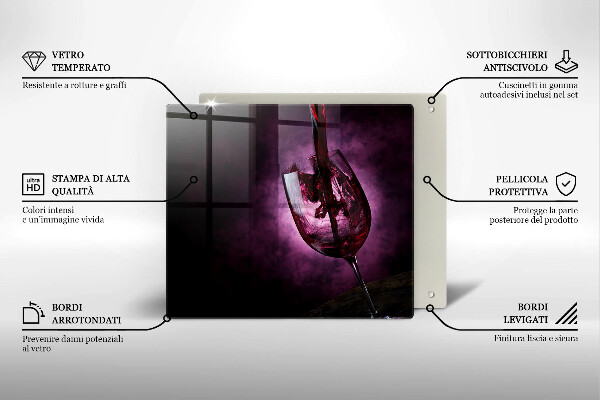 Tagliere in vetro temperato Un bicchiere di vino