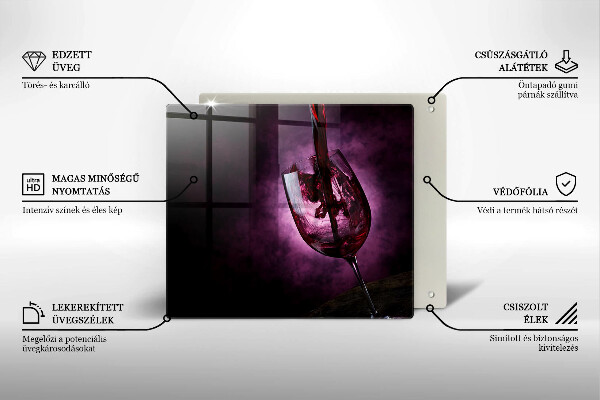 Tagliere in vetro temperato Un bicchiere di vino