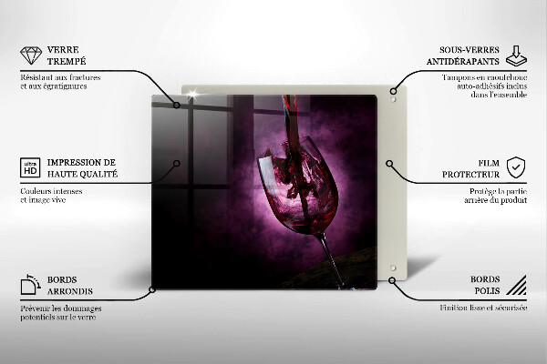 Tagliere in vetro temperato Un bicchiere di vino