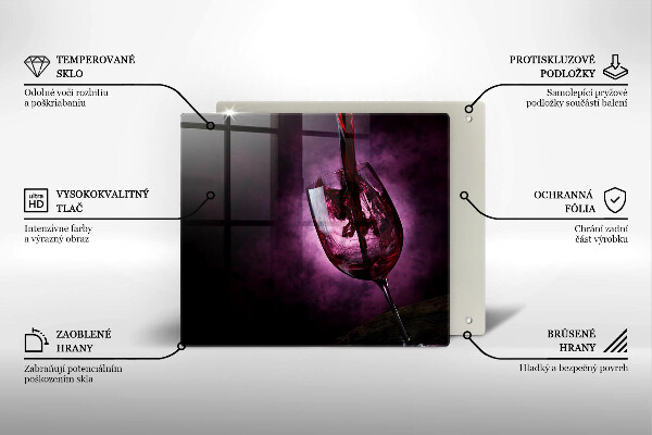 Tagliere in vetro temperato Un bicchiere di vino