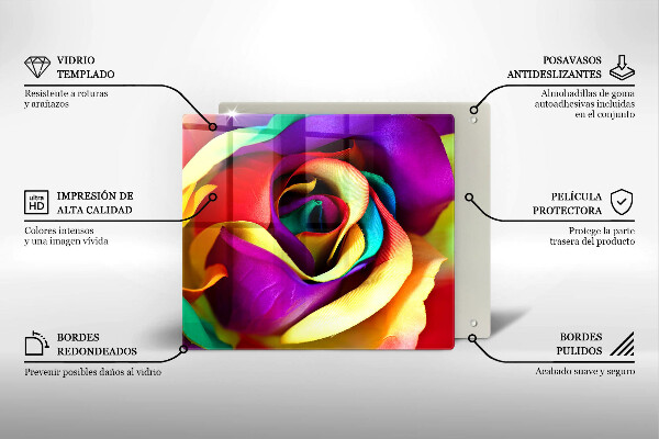 Tagliere in vetro temperato Petali di rosa colorati