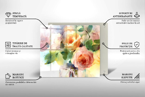 Tagliere in vetro temperato Fiori dipinti