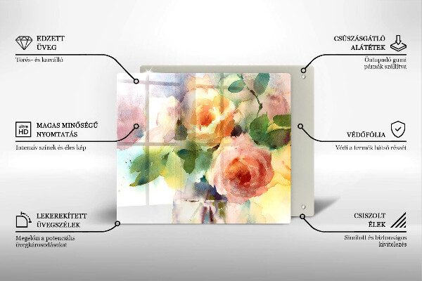 Tagliere in vetro temperato Fiori dipinti