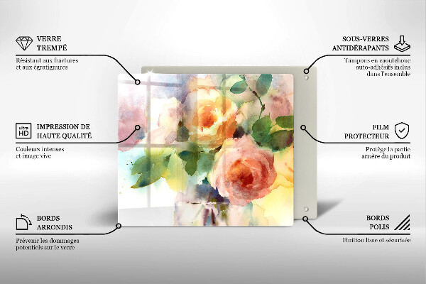 Tagliere in vetro temperato Fiori dipinti