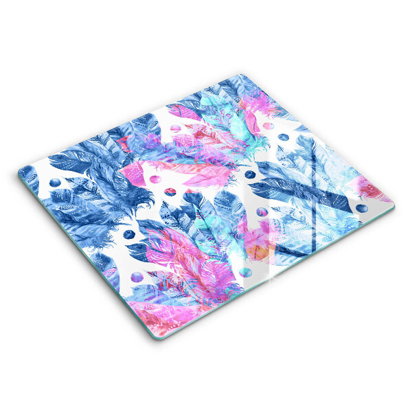 Tagliere in vetro Illustrazione di piume boho