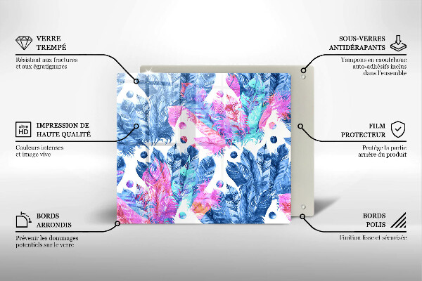 Tagliere in vetro Illustrazione di piume boho