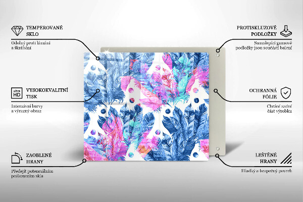 Tagliere in vetro Illustrazione di piume boho