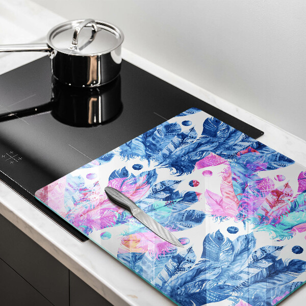 Tagliere in vetro Illustrazione di piume boho