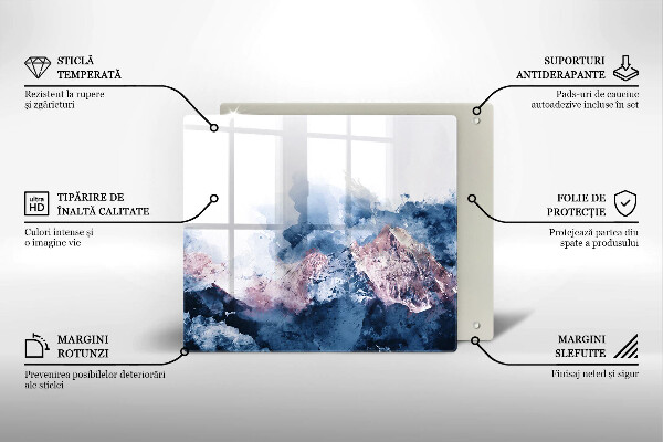 Tagliere in vetro Montagne dipinte astratte