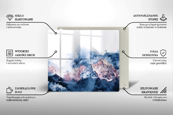 Tagliere in vetro Montagne dipinte astratte