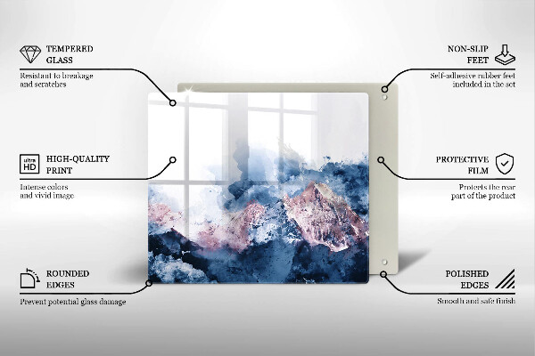 Tagliere in vetro Montagne dipinte astratte