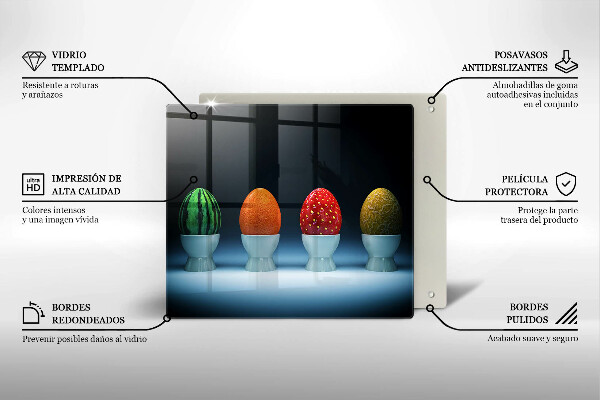 Tagliere in vetro temperato Uova di frutta astratte