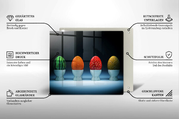 Tagliere in vetro temperato Uova di frutta astratte
