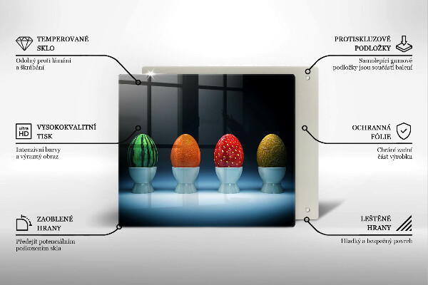 Tagliere in vetro temperato Uova di frutta astratte