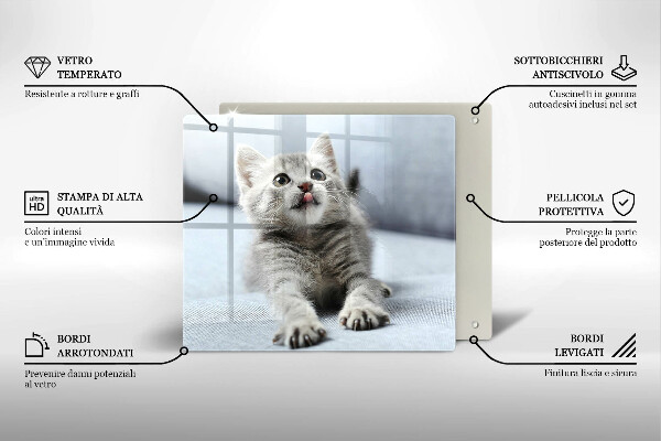 Tagliere in vetro temperato Piccolo gattino carino