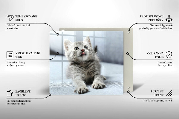 Tagliere in vetro temperato Piccolo gattino carino