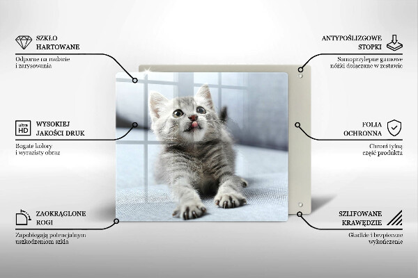 Tagliere in vetro temperato Piccolo gattino carino