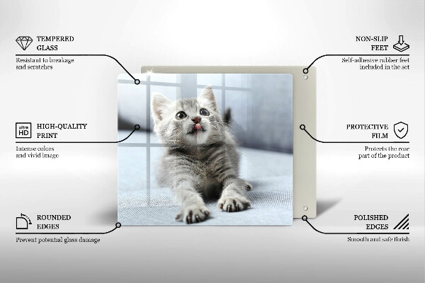 Tagliere in vetro temperato Piccolo gattino carino