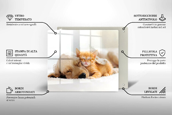 Tagliere in vetro temperato Animali cane e gatto
