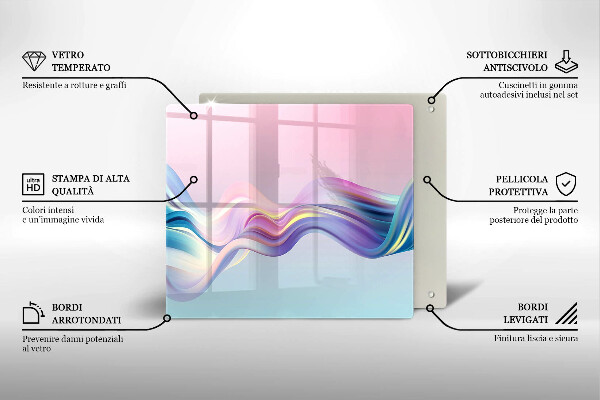 Tagliere in vetro Astrazione pastello