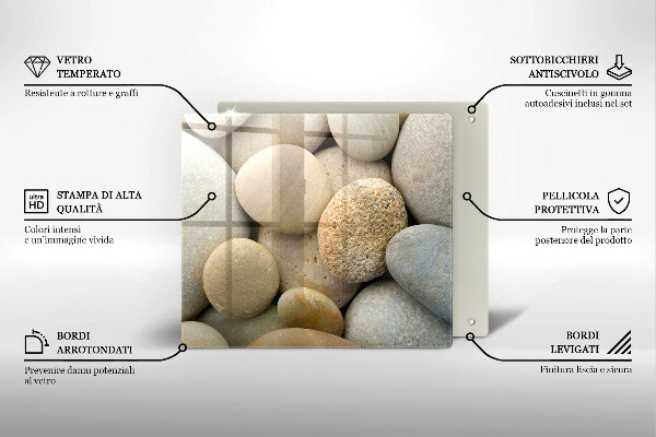 Tagliere in vetro temperato Modello di pietre ovali