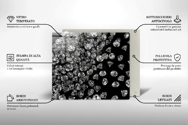 Tagliere in vetro temperato Diamanti diamanti