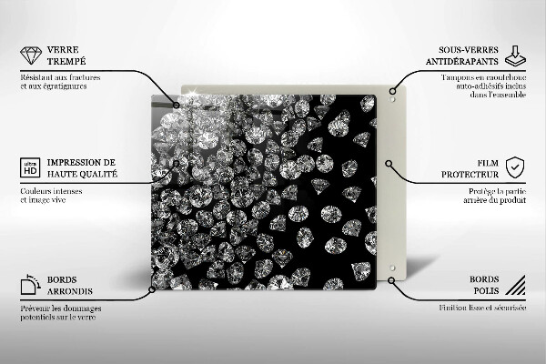 Tagliere in vetro temperato Diamanti diamanti