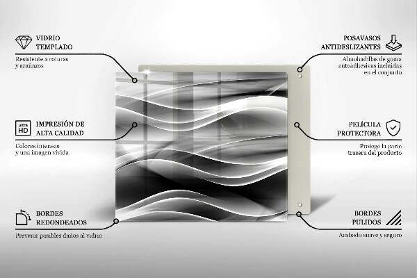 Tagliere in vetro temperato Linee astratte di fumo