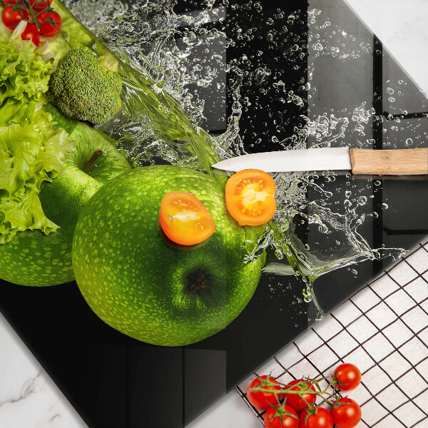 Tagliere in vetro temperato Mele verdi e acqua