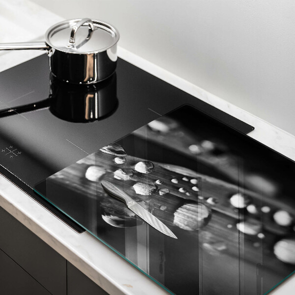 Tagliere in vetro temperato Gocce di rugiada sulle foglie