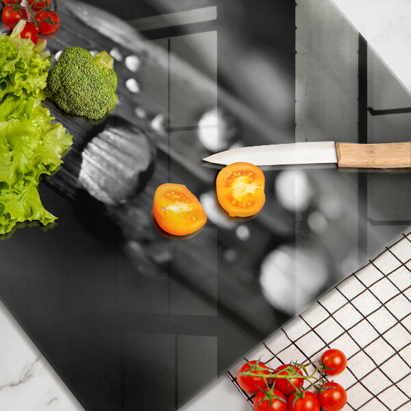 Tagliere in vetro temperato Gocce di rugiada sulle foglie