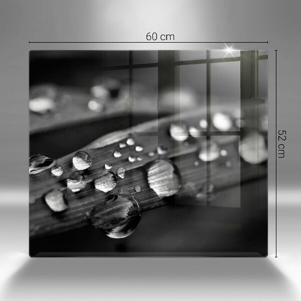 Tagliere in vetro temperato Gocce di rugiada sulle foglie