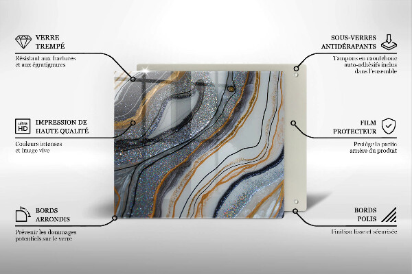 Tagliere in vetro roccia con oro