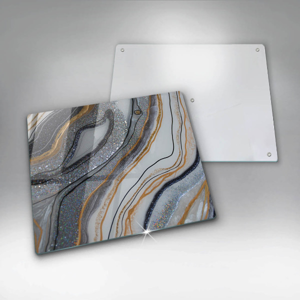 Tagliere in vetro roccia con oro