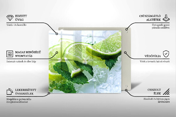 Tagliere in vetro temperato Menta lime e ghiaccio